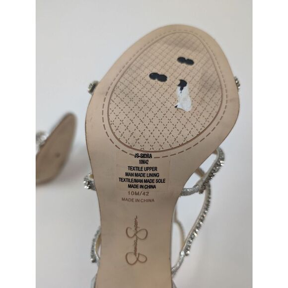 Jessica Simpson Sidra Strappy Sandals in Silver Sparking Crystals Stiletto Heels - Picture 9 of 9